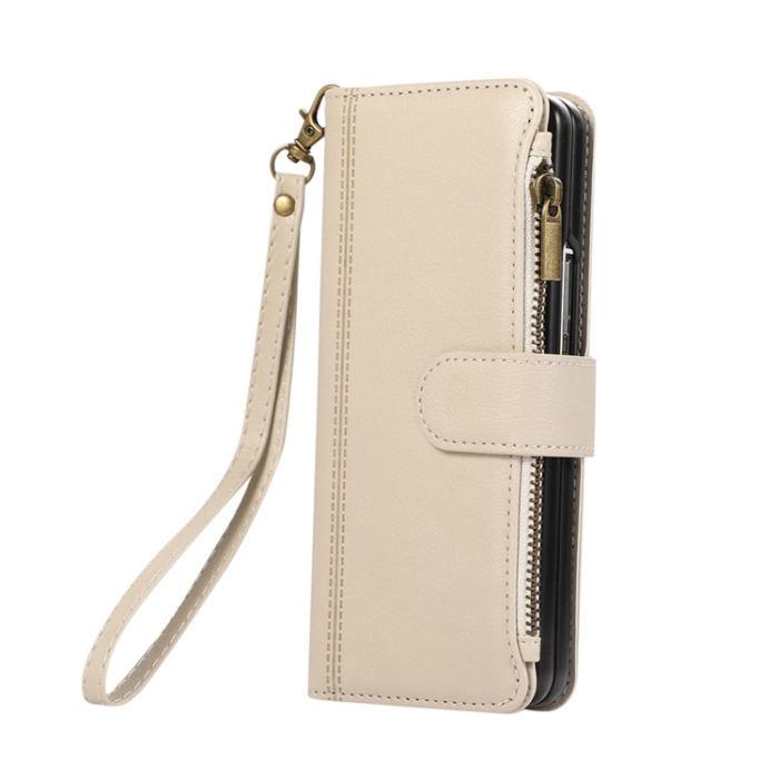 A-One Brand - Galaxy Z Fold7 Plånboksfodral Multi Zipper Läder - Beige