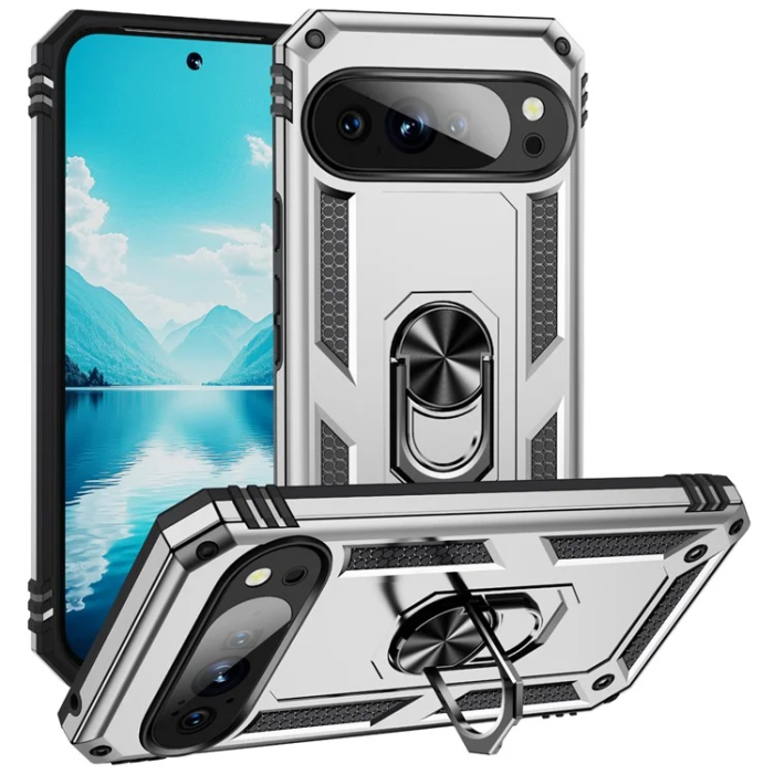 A-One Brand - Google Pixel 10/10 Pro Mobilskal Kickstativ - Silver
