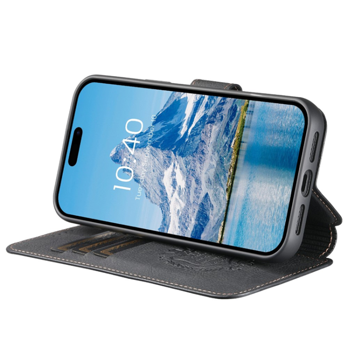 SUTENI - SUTENI iPhone 17 Plånboksfodral Detachable Q-05 - Svart