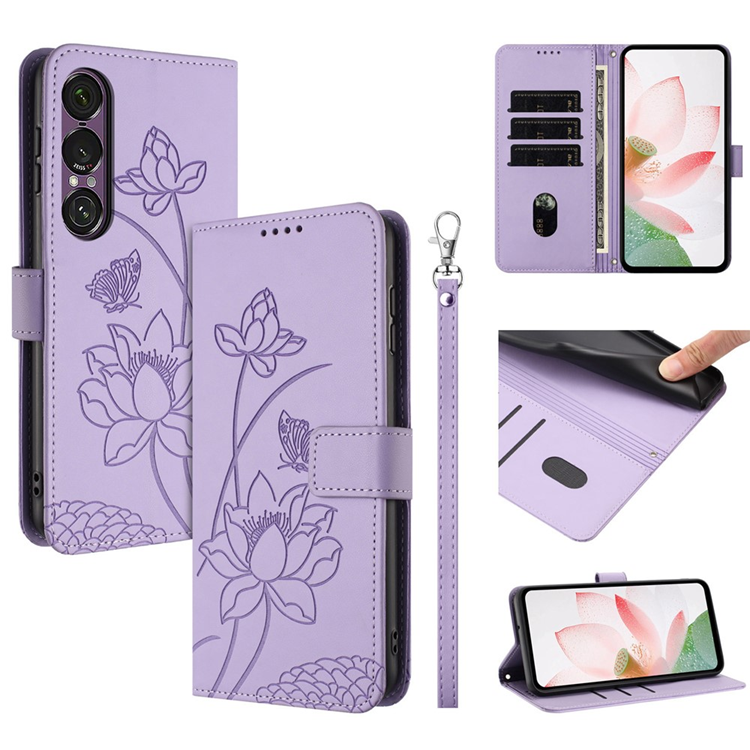 Sony Xperia 1 VII Plånboksfodral Lotus Imprint - Lila | 2353 | AlltMobil