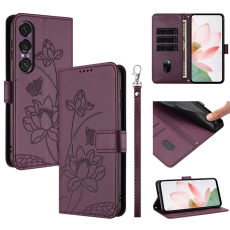 A-One Brand - Sony Xperia 1 VII Plånboksfodral Lotus Imprint - Vinröd