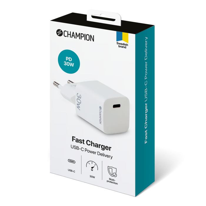 Champion - Champion Snabbladdare USB-C PD 30W - Vit
