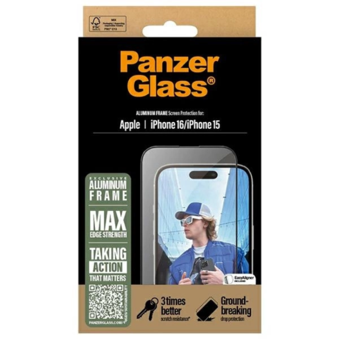 PanzerGlass - PanzerGlass iPhone 16 Härdat Glas Skärmskydd Ultra-Wide Fit - Clear