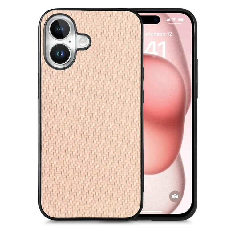 iPhone 17 Mobilskal Carbon Fiber PU Läder - Khaki | 2353 | AlltMobil