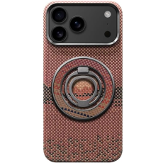 A-One Brand - iPhone 17 Pro Mobilskal MagSafe Kevlar Metal Ring - Sun Röd