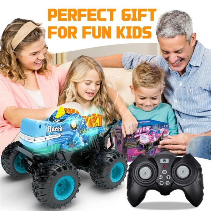 OEM - RC Bil Tecknad Stuntbil Leksak med Ljus och Musik för Barn (Ålder 3+)