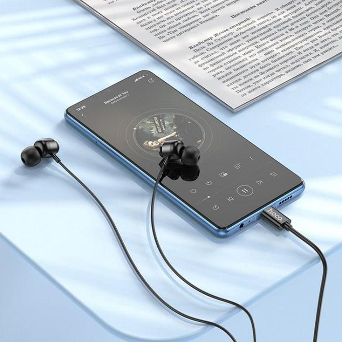 Hoco - HOCO Trådbundna Hörlurar USB-C med Mikrofon M122 - Svart