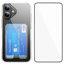 WANLONFENG - WANLONFENG iPhone 17 Mobilskal Korthållare med Härdat Glas Skärmskydd
