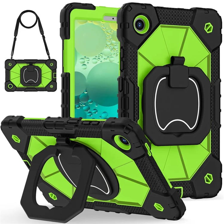 Lenovo Tab K9 Mobilskal Silikon Kickstand (Svart/Gulgrön) | 2353 | AlltMobil