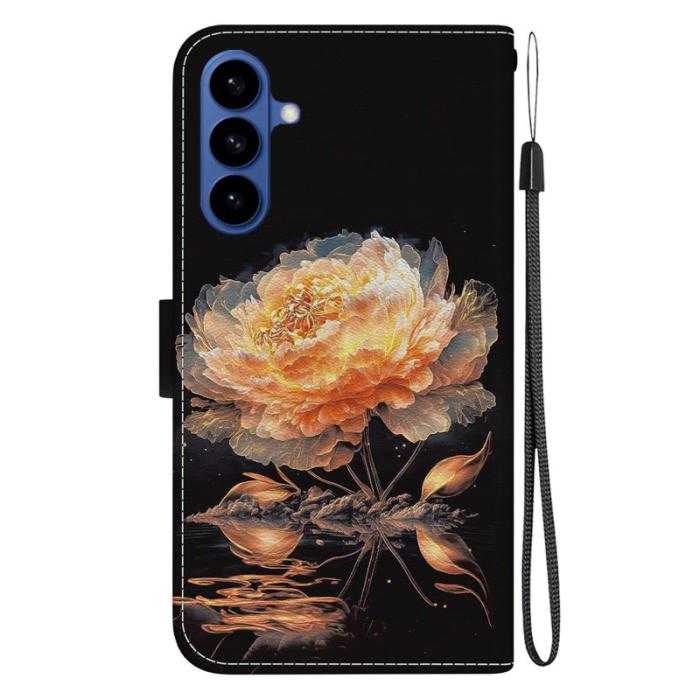 OEM - Samsung Galaxy S26 Plånboksfodral Anti-Drop Mönstertryck Konstläder - Guld Peony