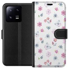 iSecrets - Pl&aring;nboksfodral till Xiaomi 13 Pro med Blommor och fj&auml;rillar