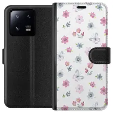 Gustaf - Pl&aring;nboksfodral till Xiaomi 13 Pro med Blommor och fj&auml;rillar