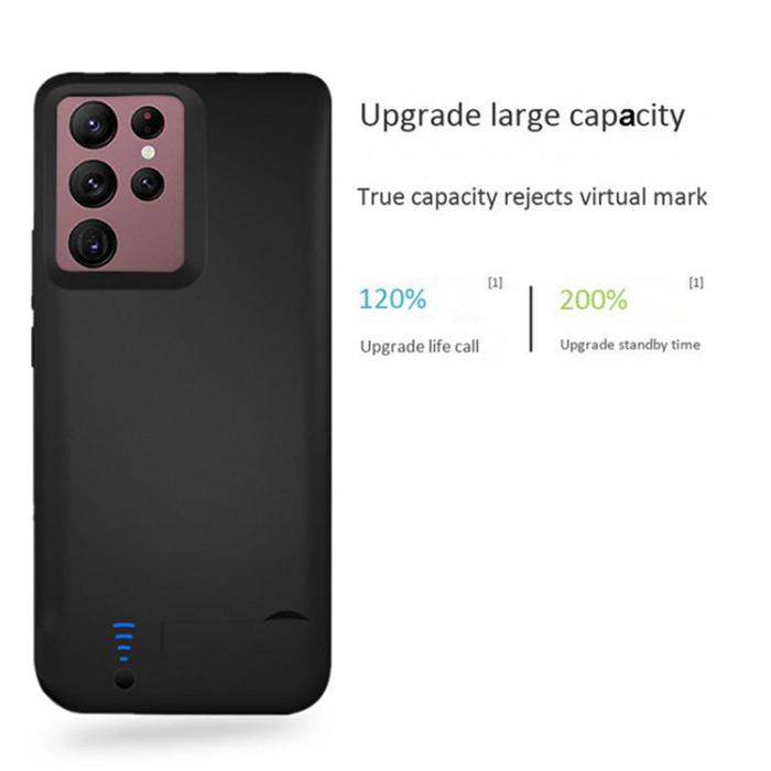 A-One Brand - Galaxy S21 Ultra Batteriskal Kickstand 5000mAh - Svart