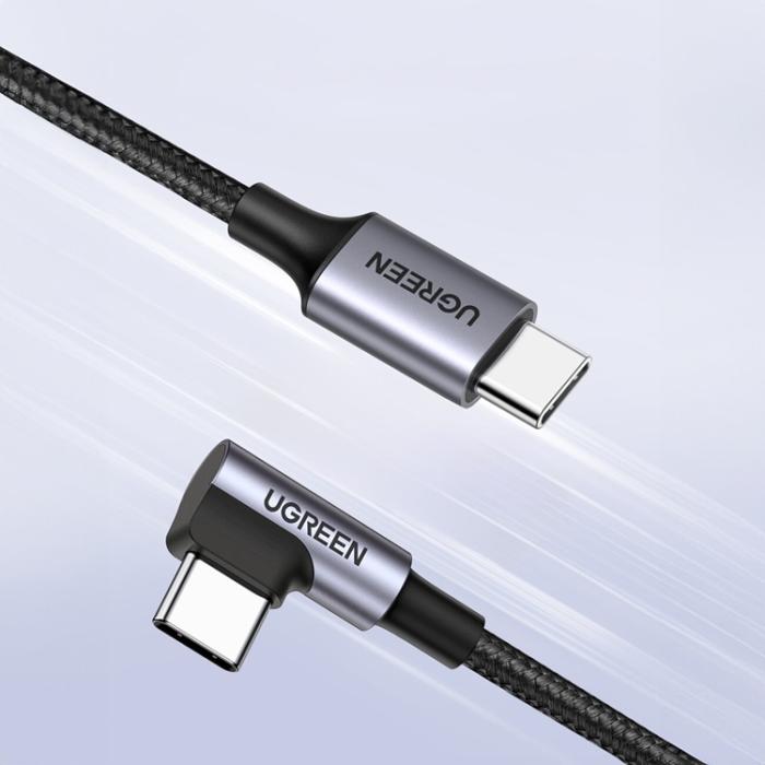 Ugreen - Ugreen USB-C till USB-C kabel Angled 0.5m - Grå