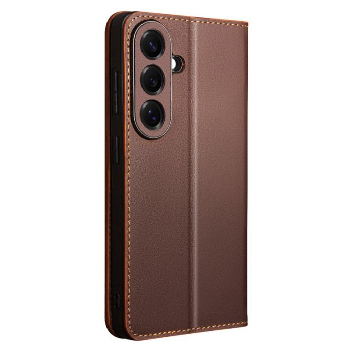 QIALINO - Qialino Plånboksfodral för Samsung Galaxy S26 Äkta läder Flip Ställ - Brun