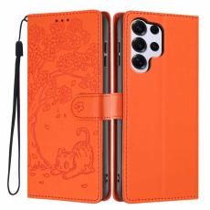 OEM - Pl&aring;nboksfodral f&ouml;r Samsung Galaxy S26 Ultra St&auml;llfunktion Konstl&auml;der - Orange
