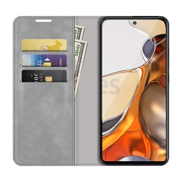 UTGATT1 - Skin Touch Läder Fodral Xiaomi 11T / 11T Pro - Grå