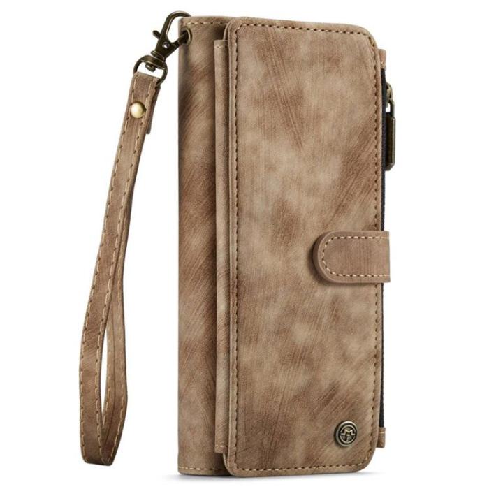 UTGATT - CASEME Galaxy Z Fold 4 Plånboksfodral Zipper Stativ - Brun