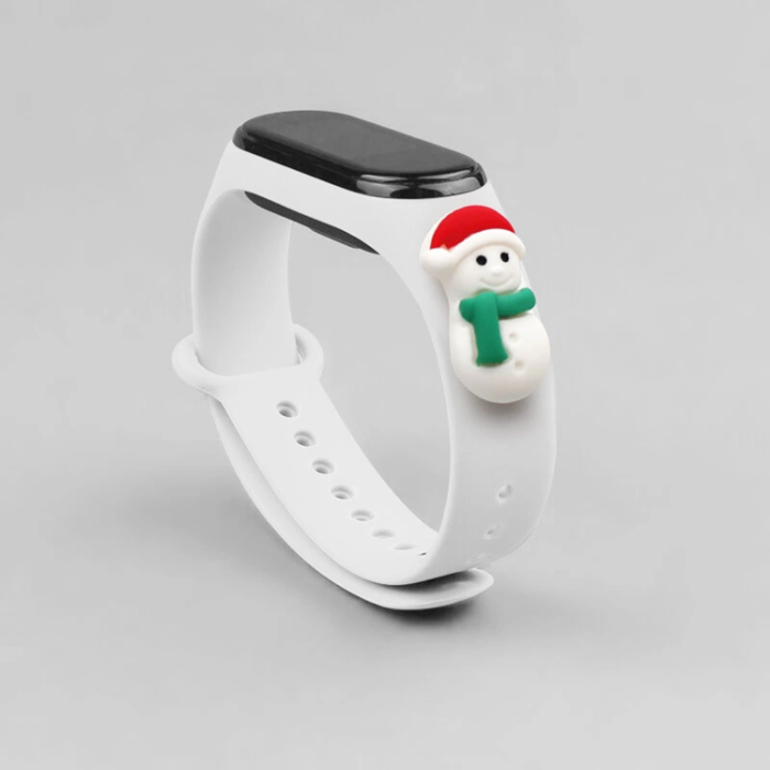 OEM - Xiaomi Mi Band 3/4 Silikon Strap Xmas Snowman 1- Vit