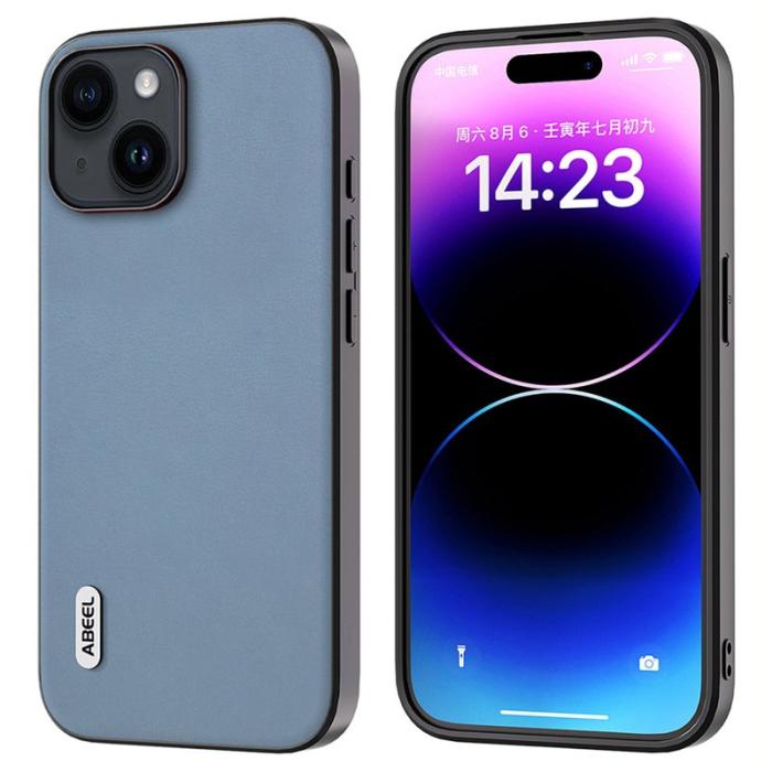 ABEEL - ABEEL Mobilskal till iPhone 15 Plus Texturerat PU Läder TPU - Blå