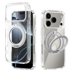 ABEEL - ABEEL Q-LUCK Mobilskal till iPhone 17 Pro Shockproof Rotating Kickstand Silver