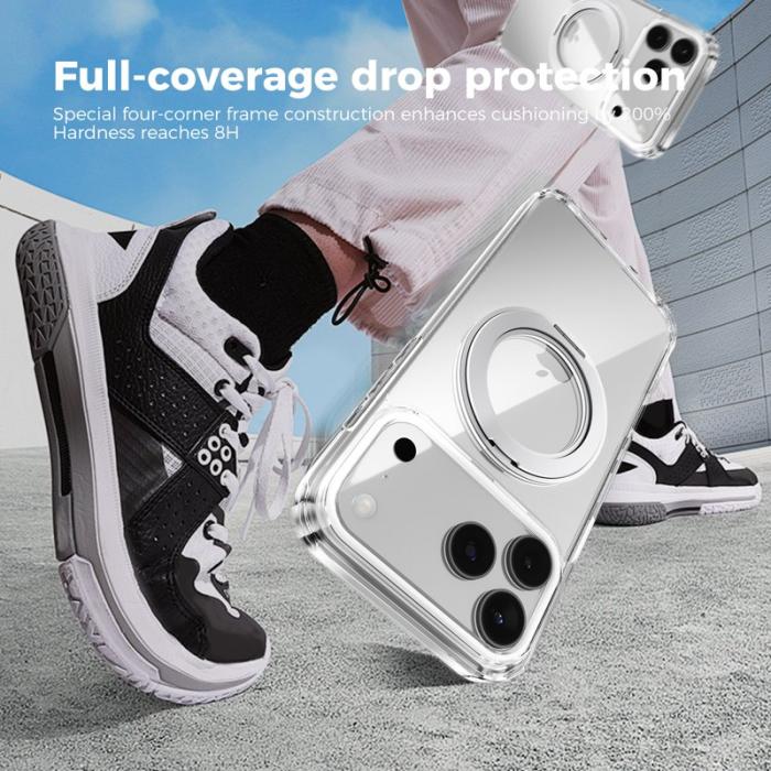 ABEEL - ABEEL Q-LUCK Mobilskal till iPhone 17 Pro Shockproof Rotating Kickstand Silver