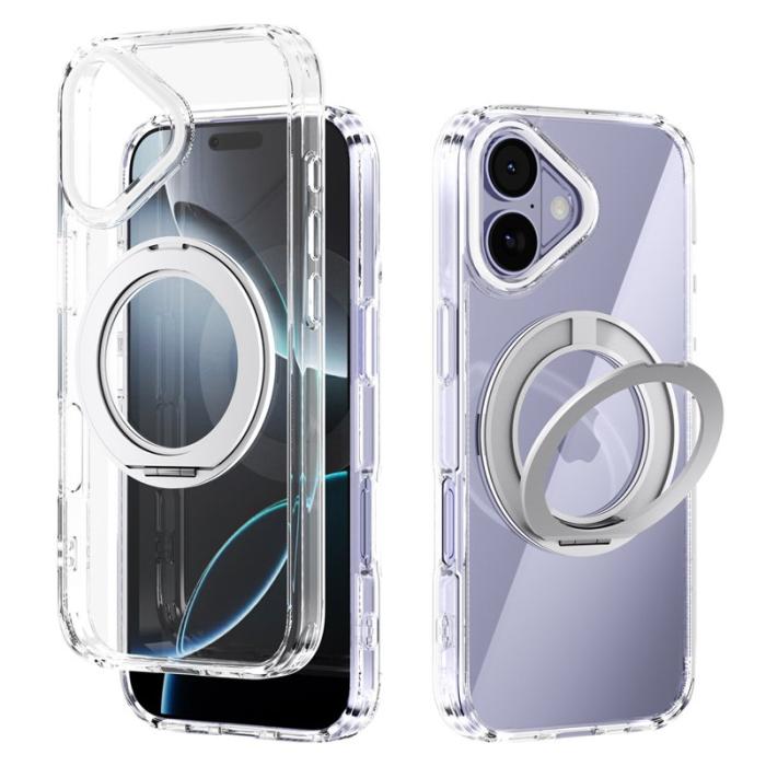 ABEEL - ABEEL Q-LUCK Mobilskal till iPhone 17 med Rotera Kickstand Silver