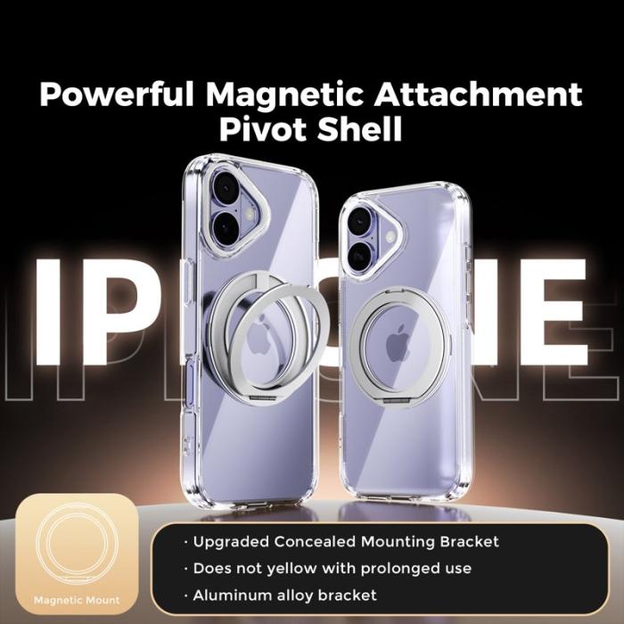 ABEEL - ABEEL Q-LUCK Mobilskal till iPhone 17 med Rotera Kickstand Silver