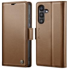 Caseme - CASEME Pl&aring;nboksfodral Konstl&auml;der f&ouml;r Samsung Galaxy S24 FE - Brun
