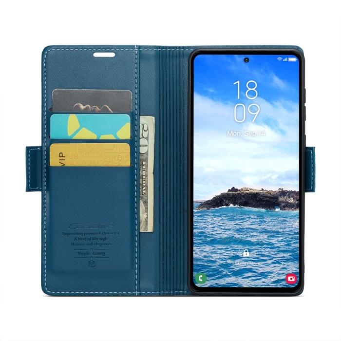 Caseme - CASEME Plånboksfodral Konstläder för Samsung Galaxy S24 FE - Blå