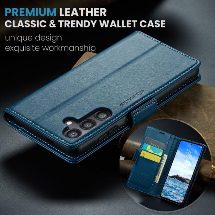 Caseme - CASEME Plånboksfodral Konstläder för Samsung Galaxy S24 FE - Blå