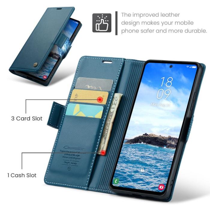 Caseme - CASEME Plånboksfodral Konstläder för Samsung Galaxy S24 FE - Blå