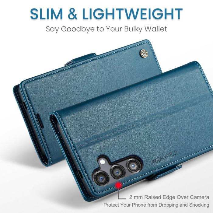 Caseme - CASEME Plånboksfodral Konstläder för Samsung Galaxy S24 FE - Blå