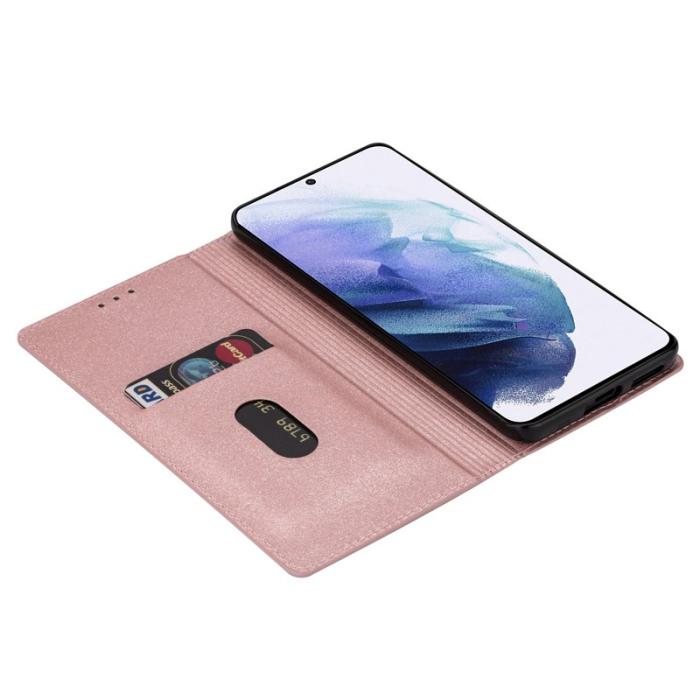 OEM - Mobilskal till SAMSUNG Galaxy S26 Plus Glittrande PU Läder Kortfack Roséguld