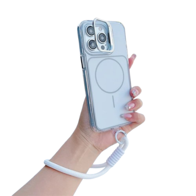 iPhone 15 Pro Mobilskal MagSafe Lens Kickstand med Handrem - Vit (Vit) | 2353 | AlltMobil