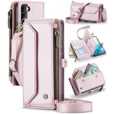 Caseme - CASEME Pl&aring;nboksfodral Konstl&auml;der till Samsung Galaxy S22 5G - Rosa