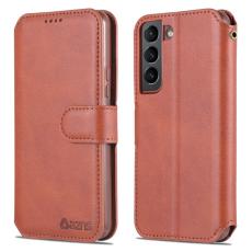 AZNS - AZNS Samsung Galaxy S22 5G Pl&aring;nboksfodral Konstl&auml;der - Brun