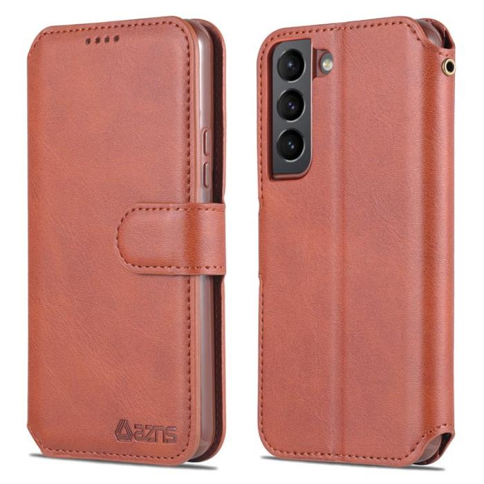 AZNS - AZNS Samsung Galaxy S22 5G Plånboksfodral Konstläder - Brun