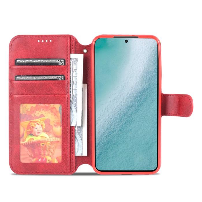 AZNS - AZNS Samsung Galaxy S22 5G Plånboksfodral Konstläder - Röd