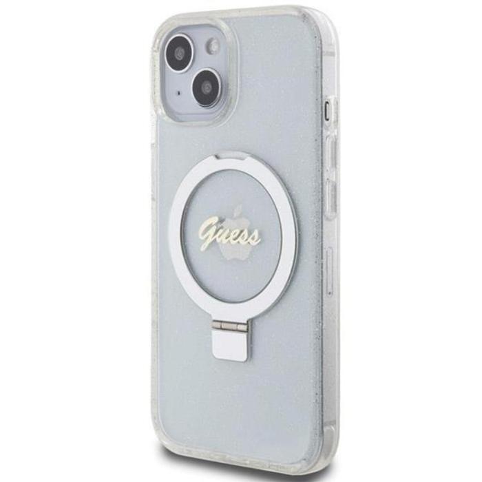 Guess - Guess iPhone 15/14/13 Mobilskal MagSafe Ringställ Script Glitter