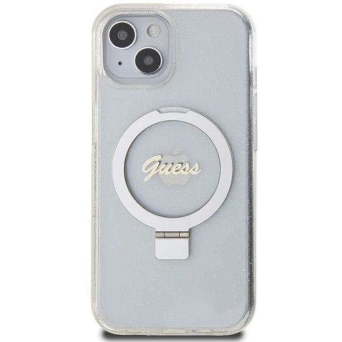 Guess - Guess iPhone 15/14/13 Mobilskal MagSafe Ringställ Script Glitter