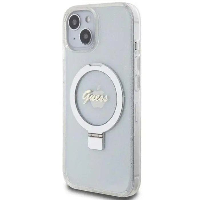 Guess - Guess iPhone 15/14/13 Mobilskal MagSafe Ringställ Script Glitter