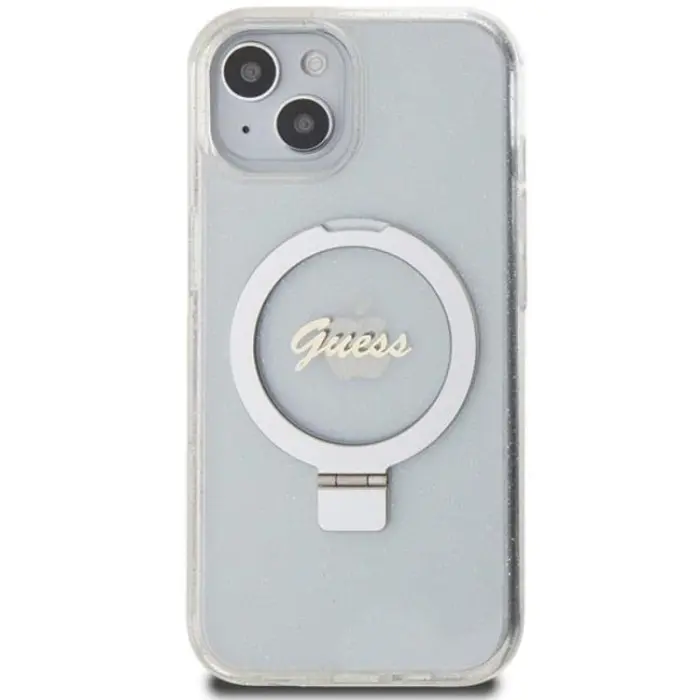 Guess - Guess iPhone 15/14/13 Mobilskal MagSafe Ringställ Script Glitter