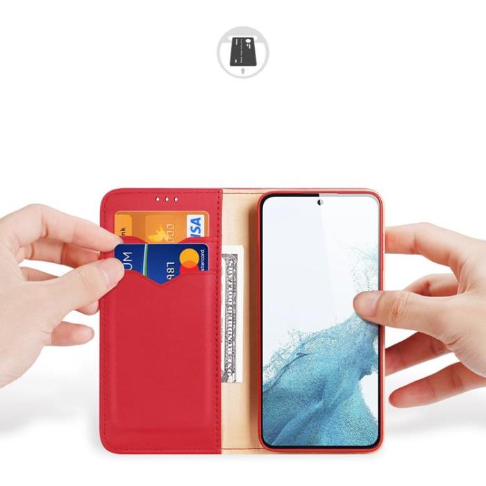 DuxDucis - Dux Ducis Galaxy S23 Plånboksfodral Äkta Läder RFID Hivo - Röd