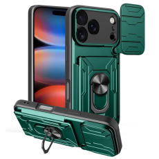 A-One Brand - iPhone 17 Pro Max Mobilskal Kamera Slider PC + TPU Kickstand - Grön