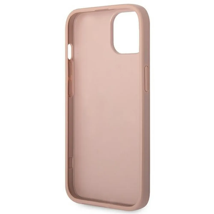 Guess - GUESS iPhone 14 Plus Skal Glitter Flakes Script Metal Logo - Rosa