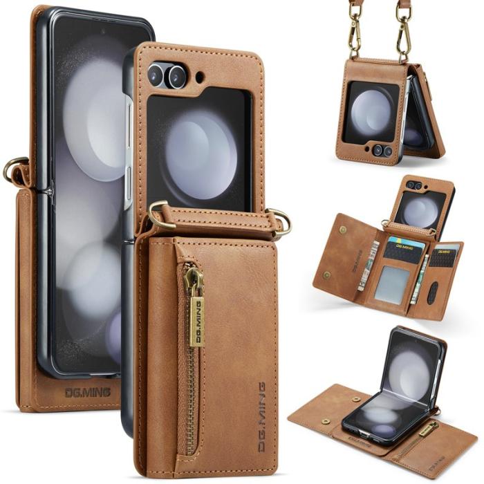 DG.MING - DG.MING Samsung Galaxy Z Flip7 FE Plånboksfodral RFID-Skydd Brun