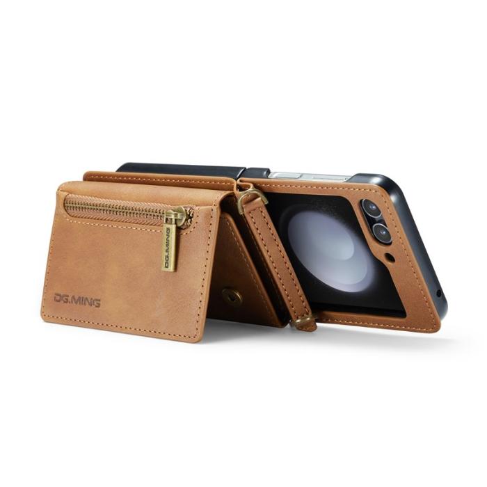 DG.MING - DG.MING Samsung Galaxy Z Flip7 FE Plånboksfodral RFID-Skydd Brun