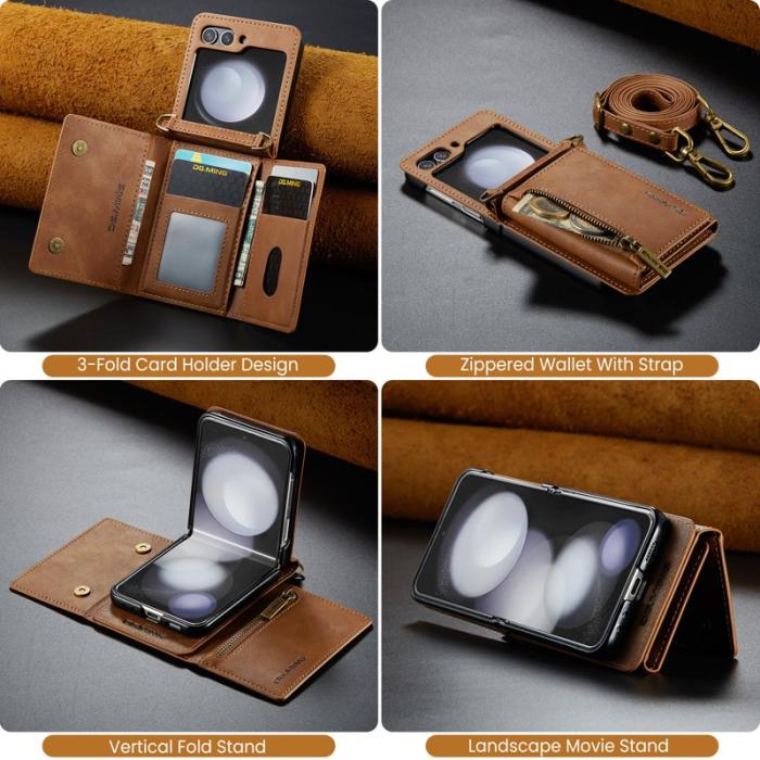 DG.MING - DG.MING Samsung Galaxy Z Flip7 FE Plånboksfodral RFID-Skydd Brun