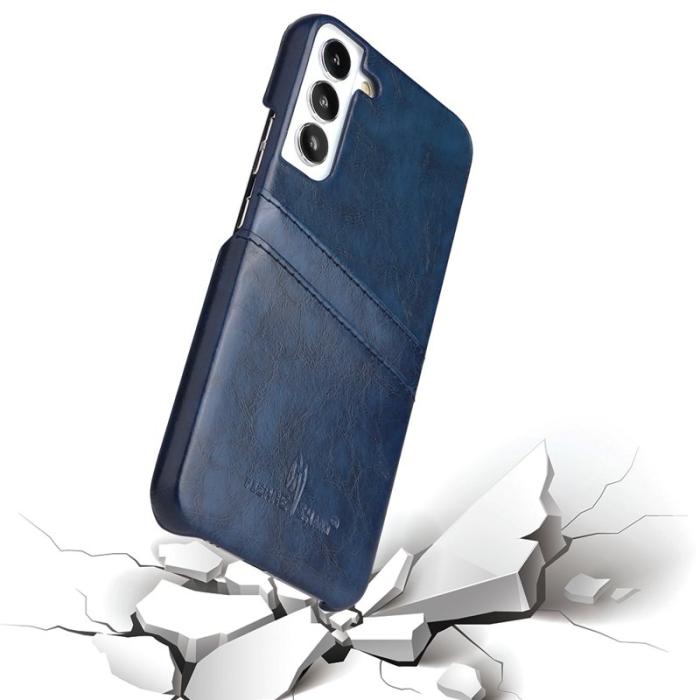 FIERRE SHANN - FIERRE SHANN Samsung Galaxy S22 5G Fodral - Olja Vax KonstLäder - Blå